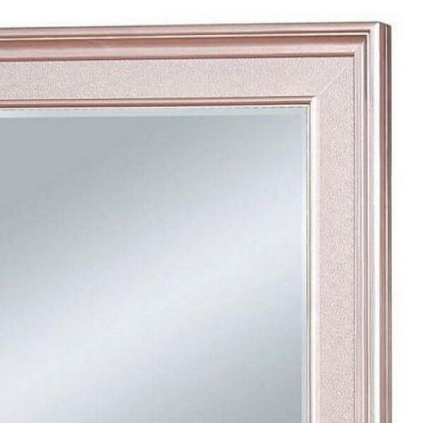 64 Inch Contemporary Style Wooden Frame Mirror, Rose Pink