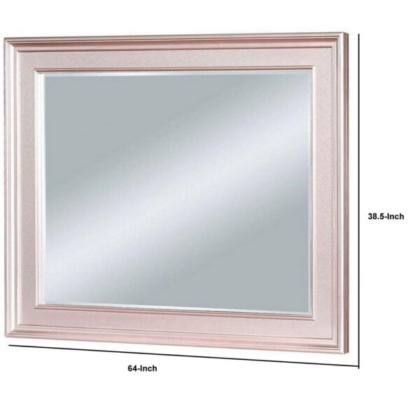 64 Inch Contemporary Style Wooden Frame Mirror, Rose Pink