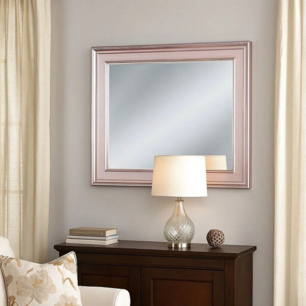 64 Inch Contemporary Style Wooden Frame Mirror, Rose Pink