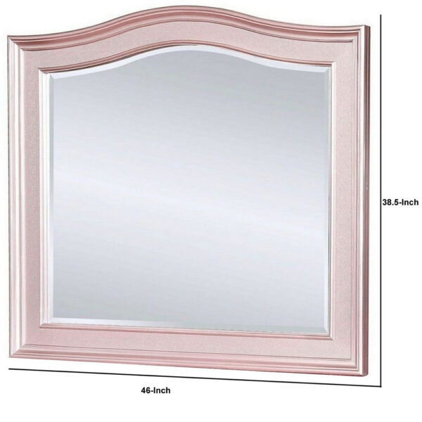 46 Inch Contemporary Style Wooden Frame Mirror, Rose Pink