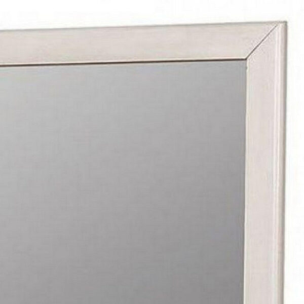 32 Inch Transitional Style Wooden Frame Mirror, White