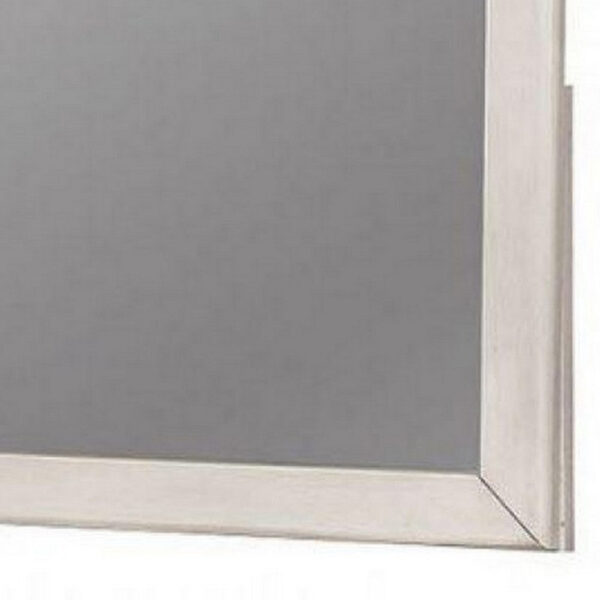 32 Inch Transitional Style Wooden Frame Mirror, White