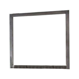 38 Transitional Style Square Wooden Frame Mirror, Gray
