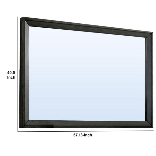 45 Inch Rectangular Wooden Frame Contemporary Mirror, Gray