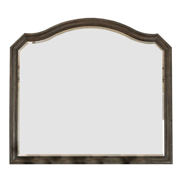 43.5 Inches Scalloped Mirror with Molded Details, Brown