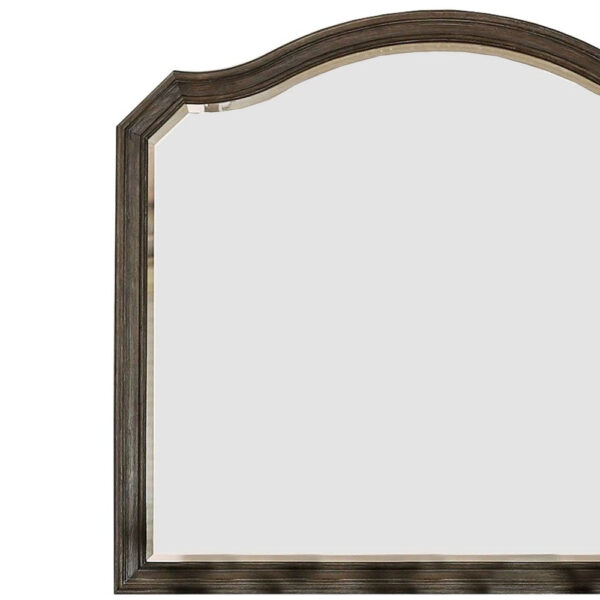 43.5 Inches Scalloped Mirror with Molded Details, Brown