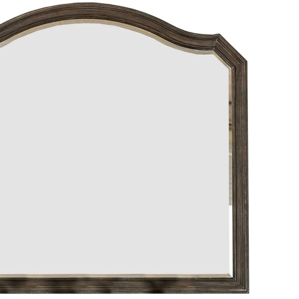 43.5 Inches Scalloped Mirror with Molded Details, Brown