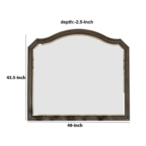 43.5 Inches Scalloped Mirror with Molded Details, Brown