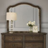 43.5 Inches Scalloped Mirror with Molded Details, Brown