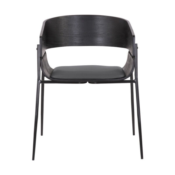 18.5 Inches Round Back Leatherette Dining Chair, Set of 2, Black