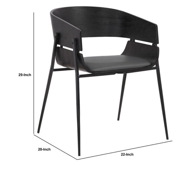 18.5 Inches Round Back Leatherette Dining Chair, Set of 2, Black