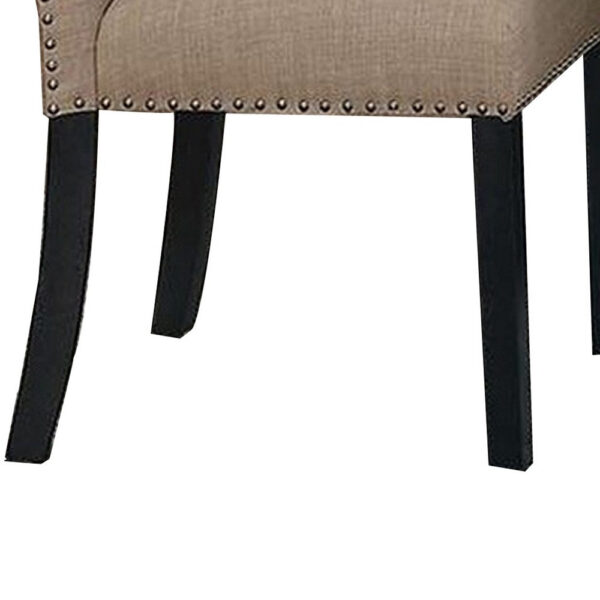 150220266991697f2661b.jpeg Wooden Side Chairs with Nailhead Trims, Set of 2, Beige and Black