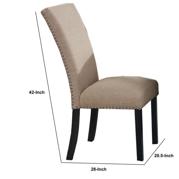 15022026699169806ea78.jpeg Wooden Side Chairs with Nailhead Trims, Set of 2, Beige and Black