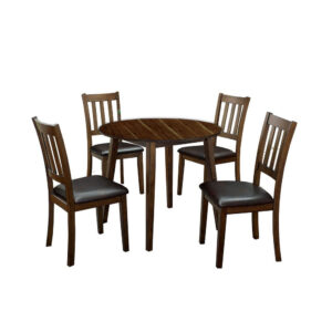 150220266991699aa39c5.jpeg Wooden Dining Table with Ladder Back Style Chairs, Set of 5, Brown