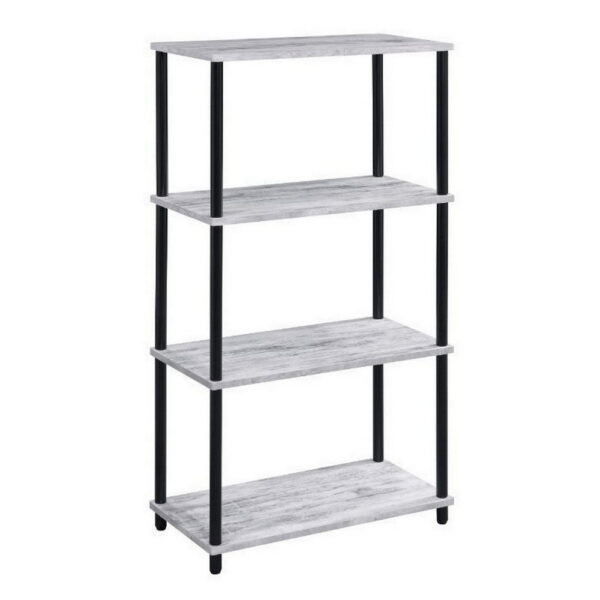15022026699169a52851d.jpeg 4 Tier Design Bookshelf with Metal Tubular Legs, Antique White