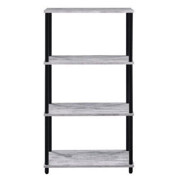 15022026699169a97d936.jpeg 4 Tier Design Bookshelf with Metal Tubular Legs, Antique White