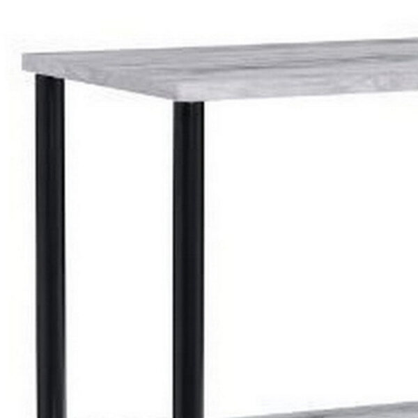 15022026699169aad8872.jpeg 4 Tier Design Bookshelf with Metal Tubular Legs, Antique White