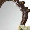 Scroll and Molded Wooden Mirror with Carved Details, Cherry Brown