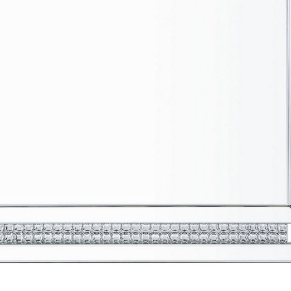 Rectangular Mirror Wall Decor with Faux Crystals and Triangular Top, Silver