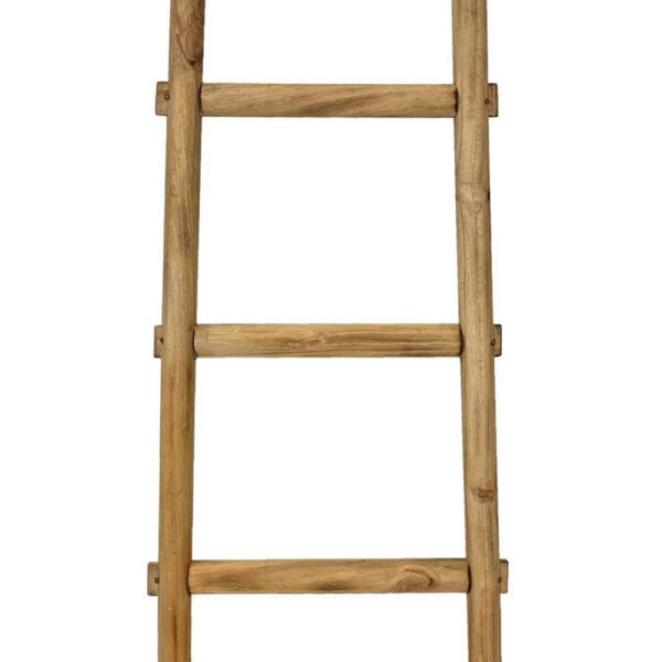 59 Inch Wooden Decorative Ladder with 5 Steps, Brown