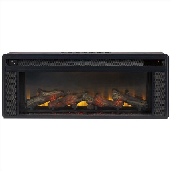 43 Inches Electric Fireplace Insert with Log Set Look, Black