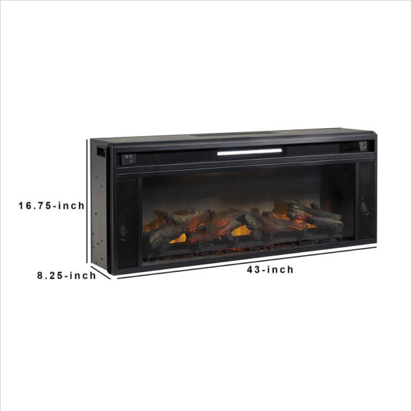 43 Inches Electric Fireplace Insert with Log Set Look, Black
