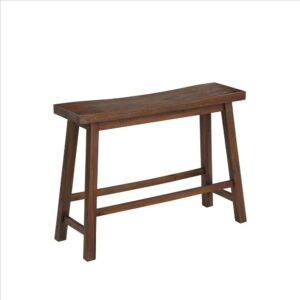 Saddle Design Wooden Bench with Grain Details, Brown