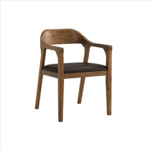 Curved Panel Back Dining Chair with Sleek Track Arms, Brown