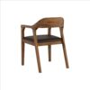 Curved Panel Back Dining Chair with Sleek Track Arms, Brown