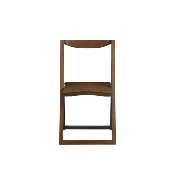 Curved Trim Panel Back Foldable Chair, Set of 2, Brown