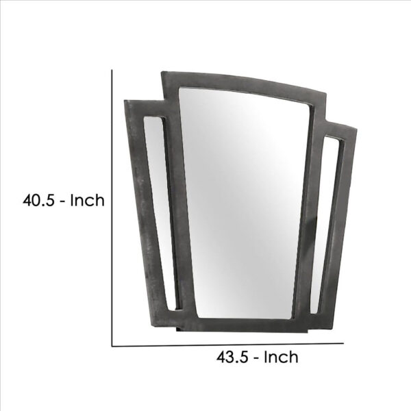 Tapered Fabric Frame Mirror with Mounting Hardware, Dark Gray