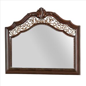 1502202669916a8dc8471.jpeg Molded Wooden Frame Mirror with Ornate Detailing, Brown By Casagear Home