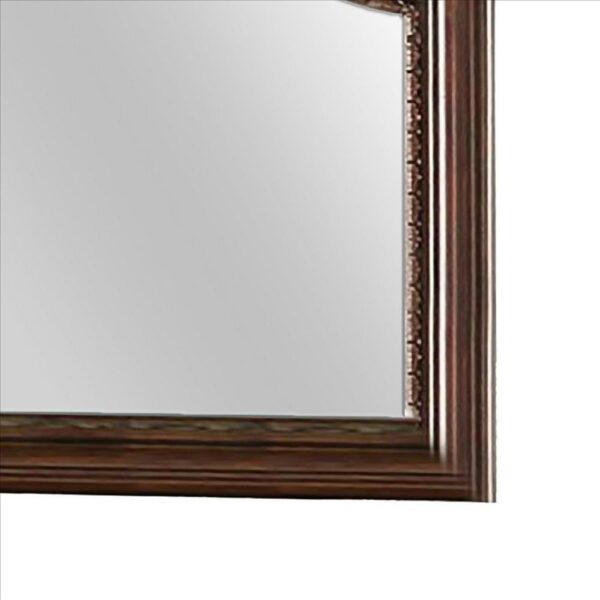 1502202669916a9213317.jpeg Molded Wooden Frame Mirror with Ornate Detailing, Brown By Casagear Home