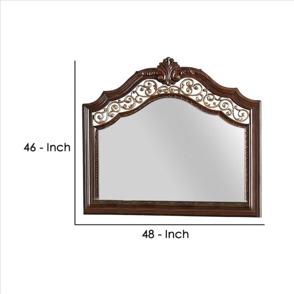 1502202669916a9395b71.jpeg Molded Wooden Frame Mirror with Ornate Detailing, Brown By Casagear Home