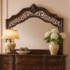 1502202669916a950c4bf.jpeg Molded Wooden Frame Mirror with Ornate Detailing, Brown By Casagear Home