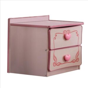 1502202669916abb52a0d.jpeg 2 Drawer Wooden Nightstand with Heart Knob Pulls, Pink