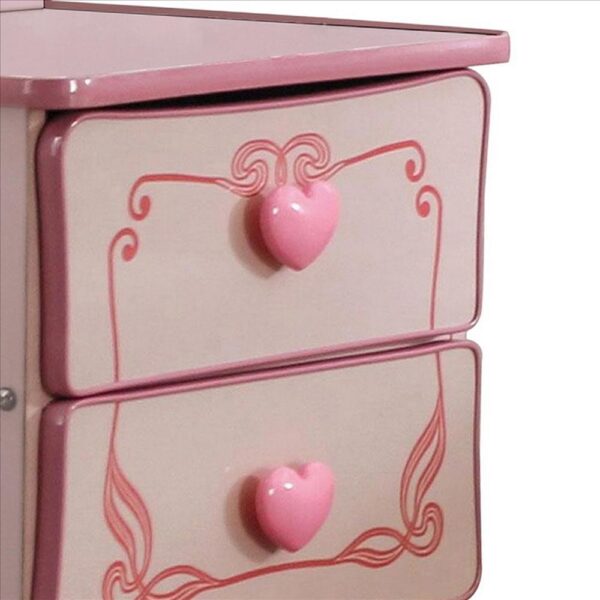 1502202669916abe859ac.jpeg 2 Drawer Wooden Nightstand with Heart Knob Pulls, Pink