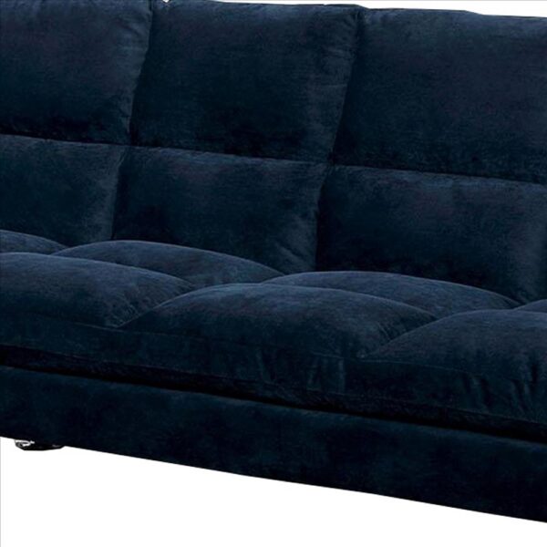 1502202669916ac8baec5.jpeg Futon Sofa with Tufted Padded Seating and Metal Legs, Blue