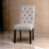 Side Chair with Button Tufted Backrest, Set of 2, Gray