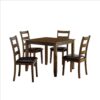 5 Piece Dining Table Set with Leatherette Seating, Brown