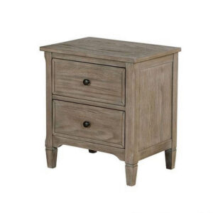 1502202669916b38d1e49.jpeg 2 Drawer Wooden Nightstand with Round Knobs, Gray