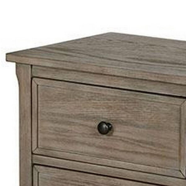 2 Drawer Wooden Nightstand with Round Knobs, Gray