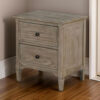 2 Drawer Wooden Nightstand with Round Knobs, Gray