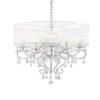 32 Inch Ceiling Lamp with Hanging Crystals, Round Canopy, Silver