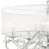 32 Inch Ceiling Lamp with Hanging Crystals, Round Canopy, Silver