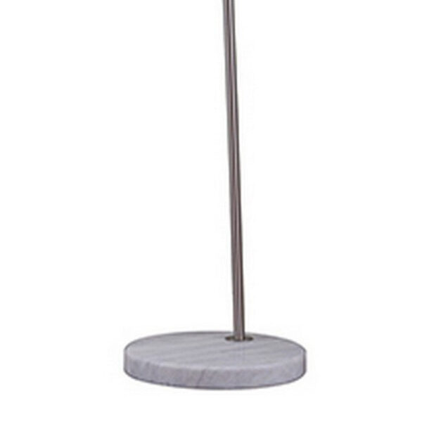 Floor Lamp with Curved Metal Frame and Drum Shade, Silver