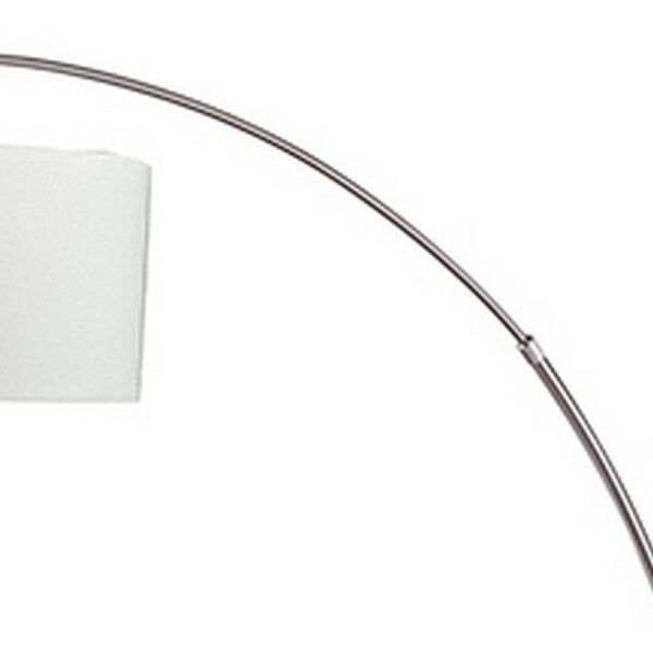 Floor Lamp with Curved Metal Frame and Drum Shade, Silver