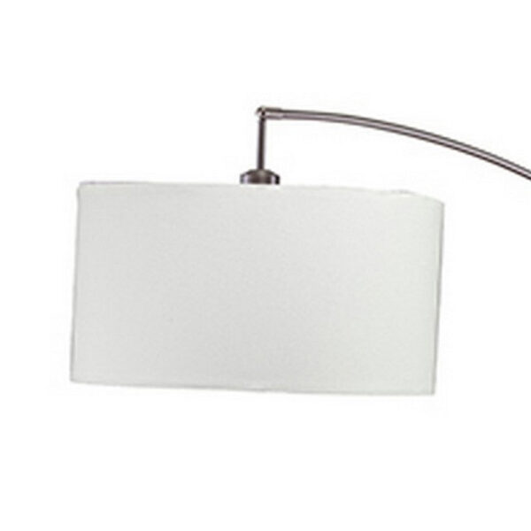 Floor Lamp with Curved Metal Frame and Drum Shade, Silver