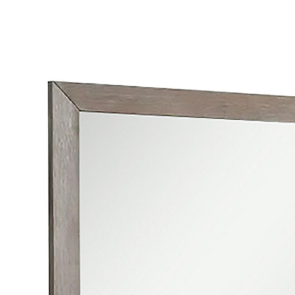 Wall Mirror with Wooden Frame and Grain Details, Natural Brown