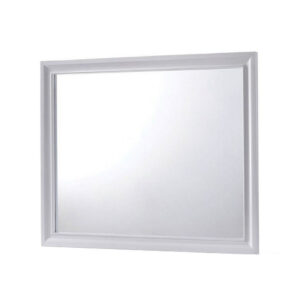 Wall Mirror with Molded Wooden Frame, White